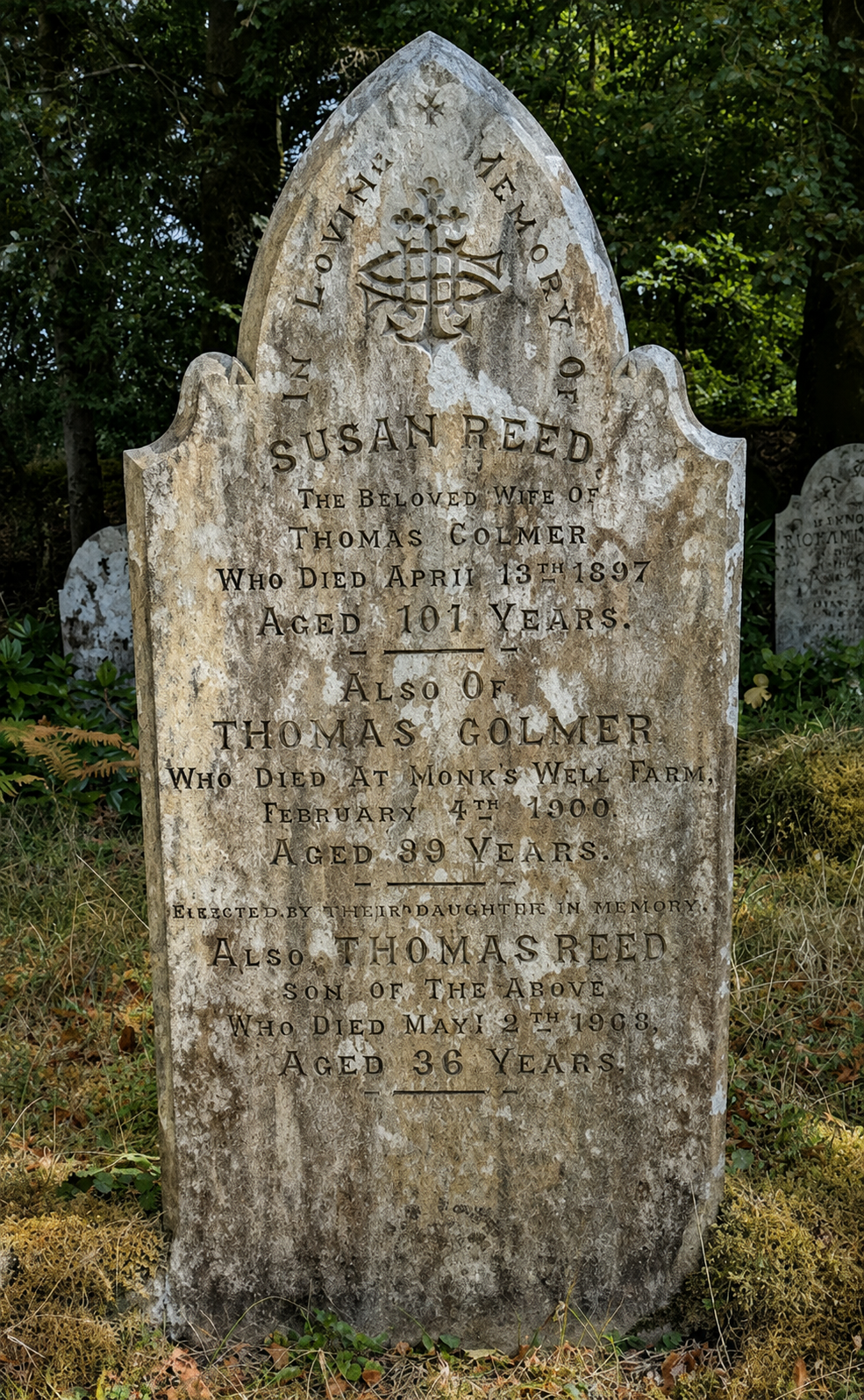 Memorial to Susan Reed at Sampford Spiney